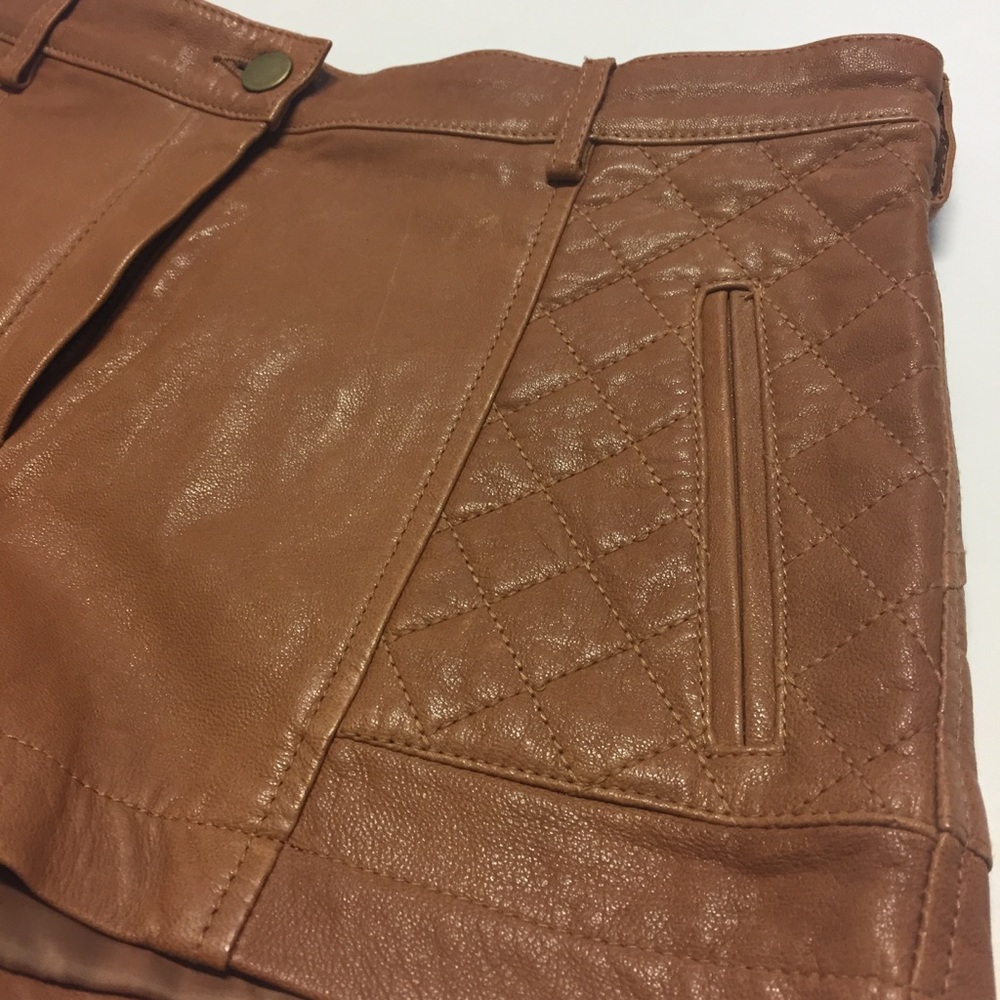 Thakoon Brown Quilted Lambskin Shorts Size 0 - Picture 4 of 12